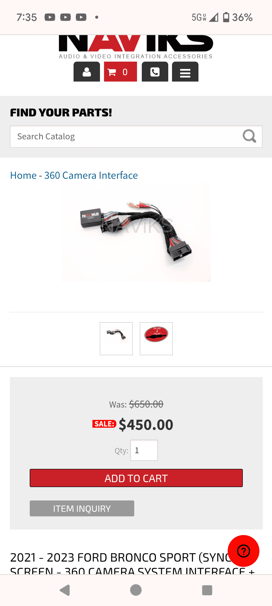 Ford Bronco Sport add 360 camera? 1000001648