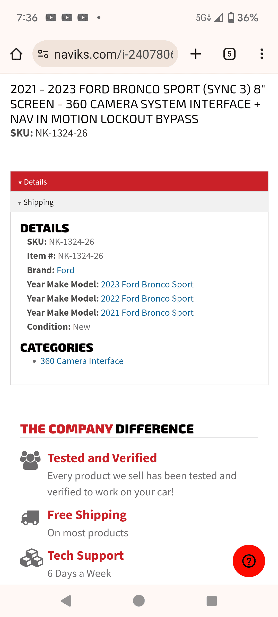 Ford Bronco Sport add 360 camera? 1000001649