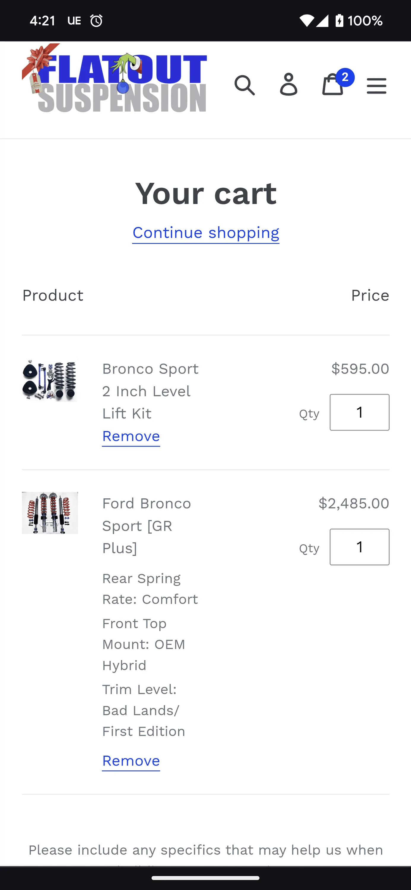 Ford Bronco Sport 2" Lift recommendation between these two options? 1000005457