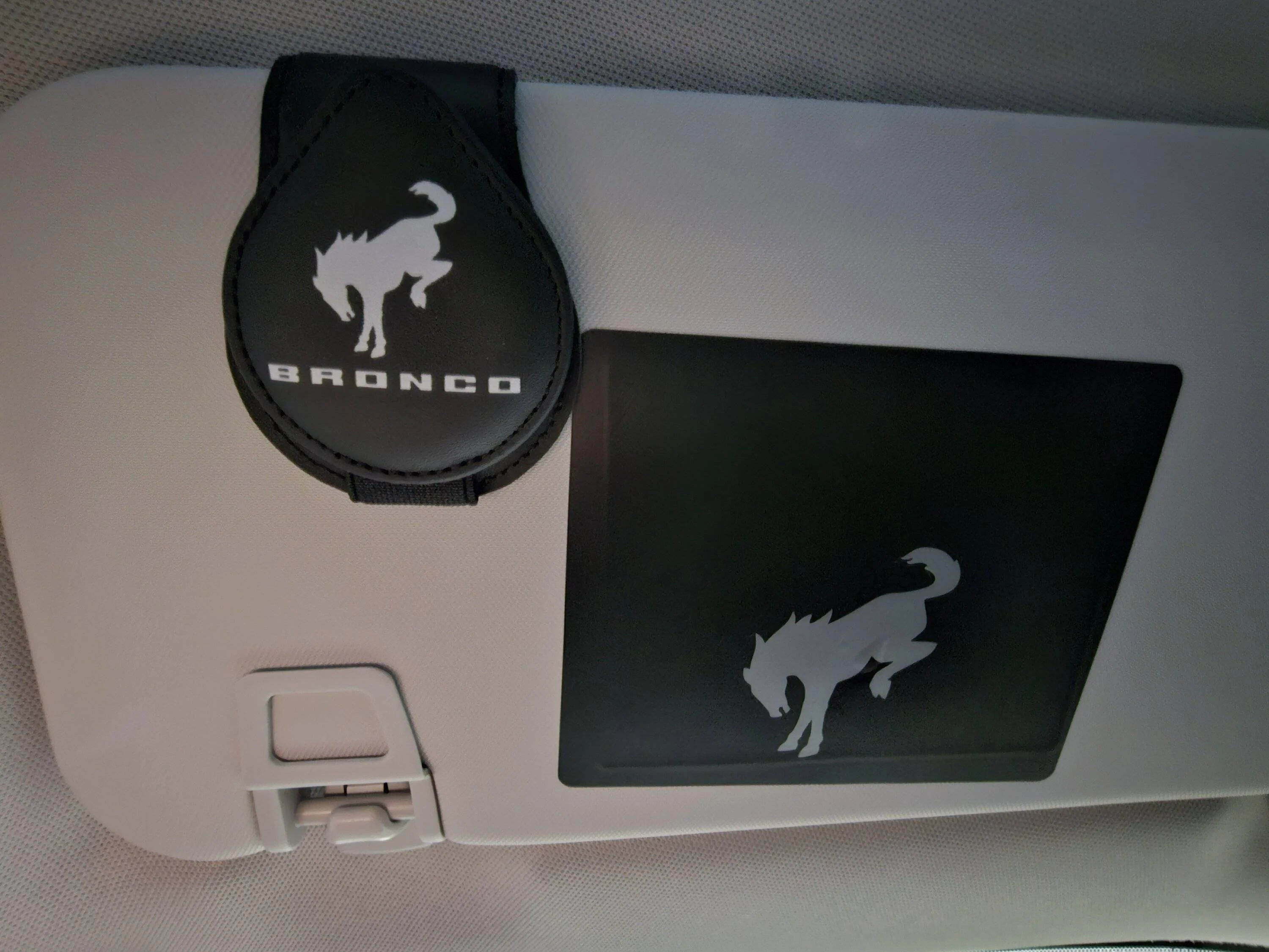 Ford Bronco Sport Visor warning label covers and sunglass holder 20240215_170650