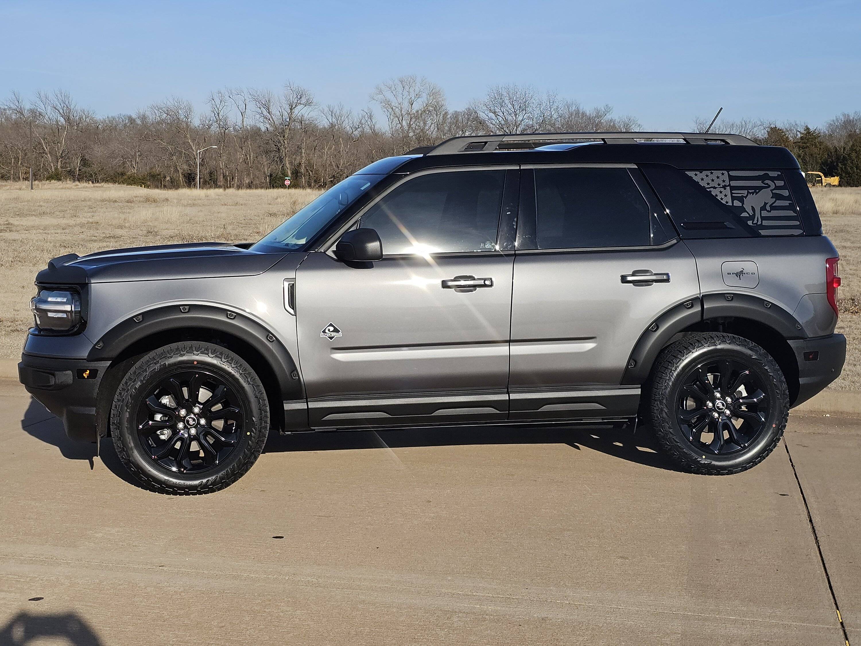 Ford Bronco Sport Bushwacker flares and hood deflector installed today. 20240215_161521