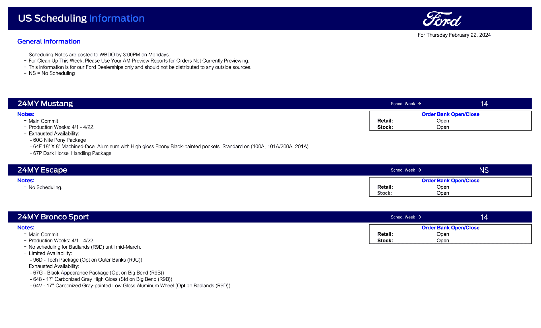 Ford Bronco Sport Outer Banks on 'Material Hold?' Ford Scheduling Notes - 2.19.24-1