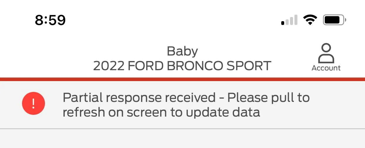 Ford Bronco Sport Ford Pass Vehicle Status Alert IMG_9663