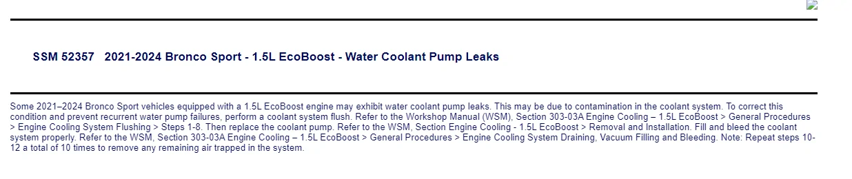 Ford Bronco Sport New TSB issued regarding water pumps 1710423760398-cc