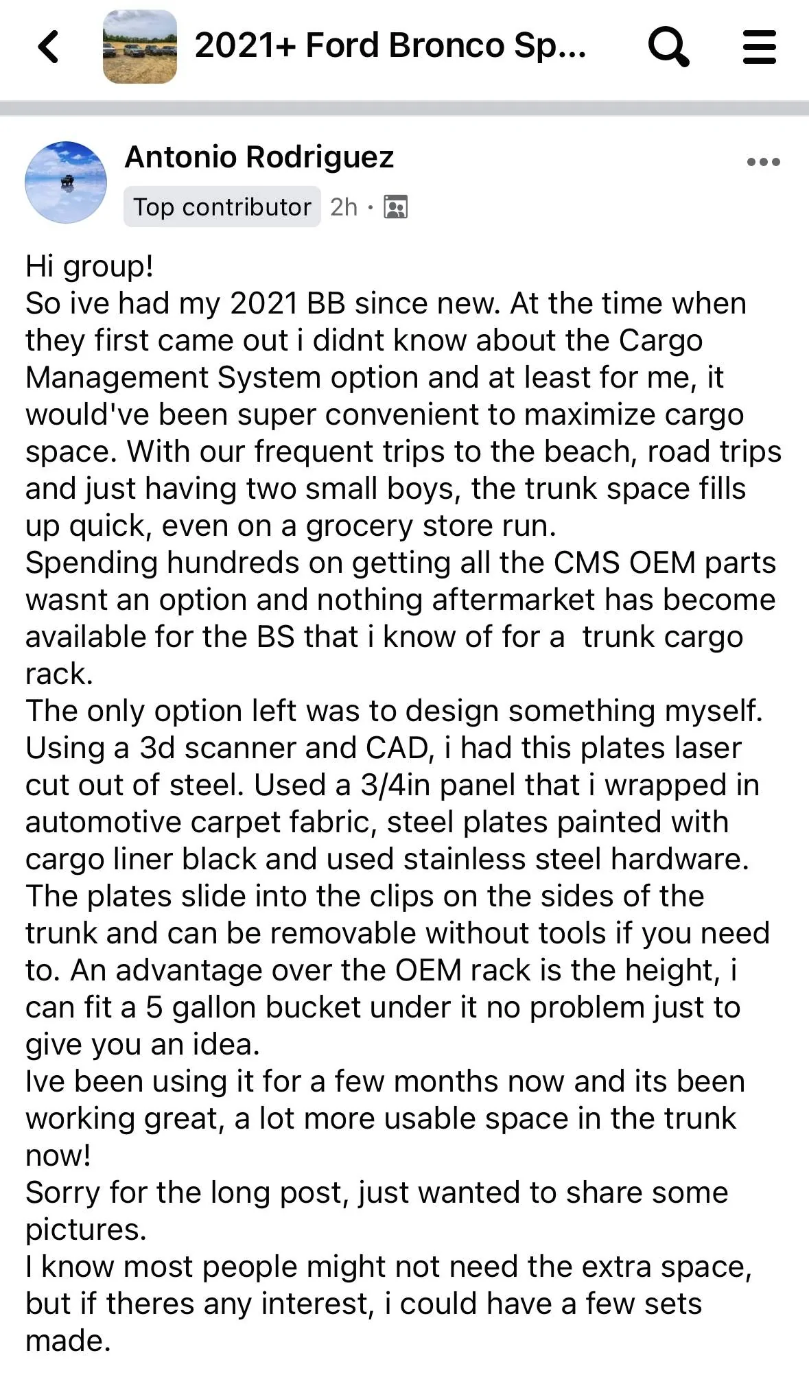 Ford Bronco Sport Rear Hatch Platform for those without the Cargo Management System (CMS) IMG_3669