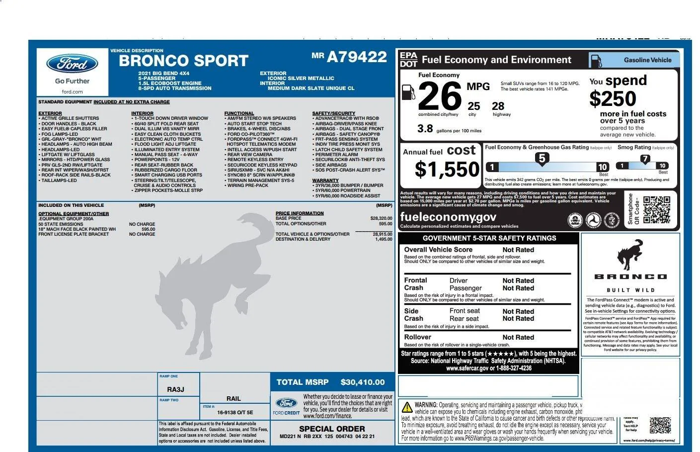 Ford Bronco Sport Let's see your rear or side window stickers! Window Sticker