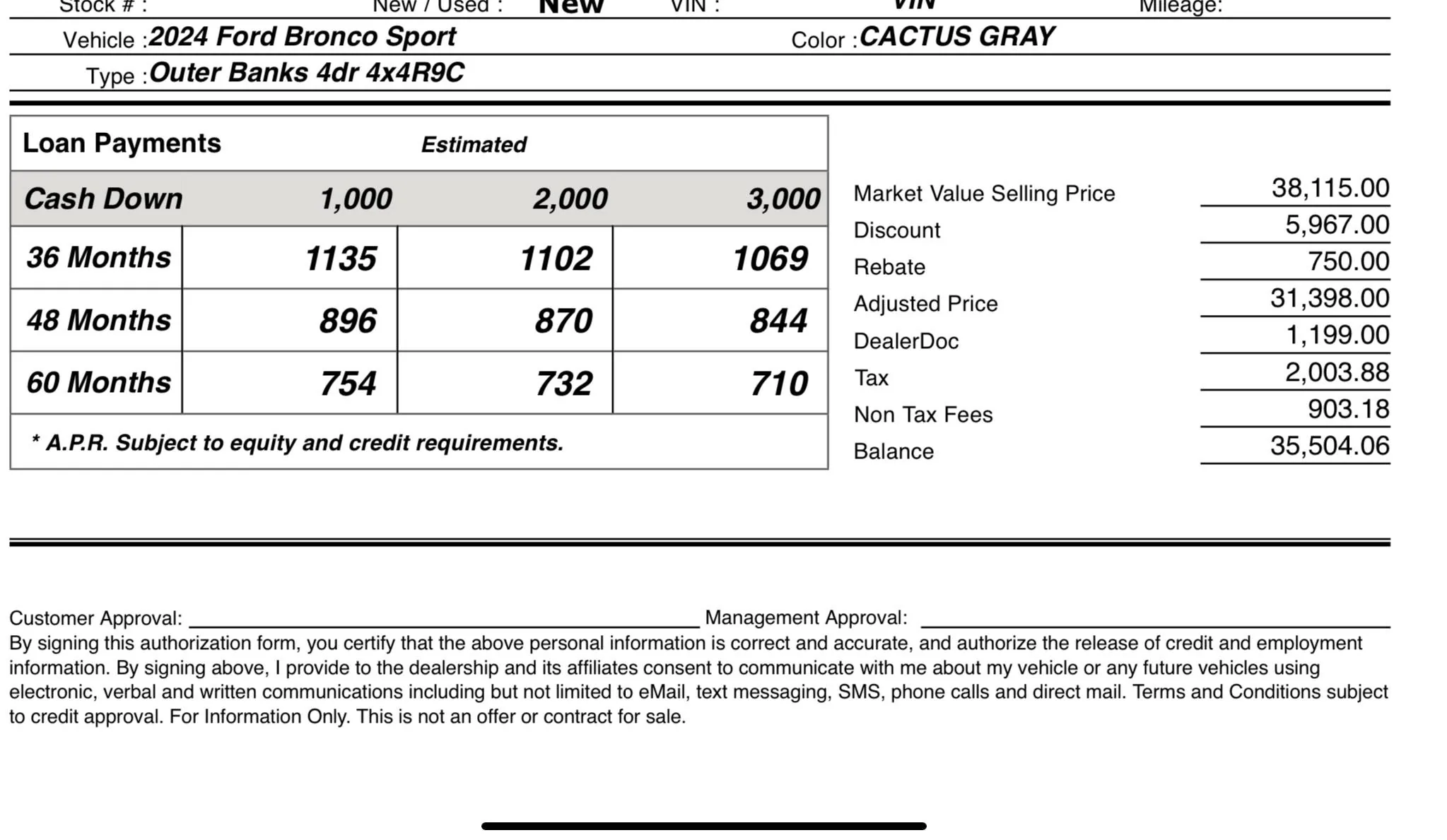 Ford Bronco Sport 2024 Outer Banks purchase details - Intro IMG_1405