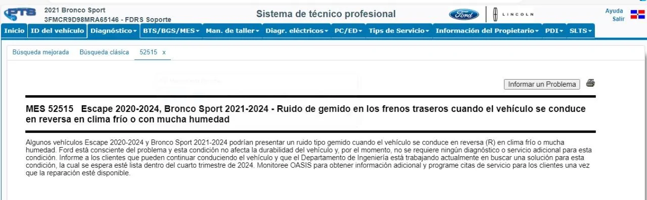 Ford Bronco Sport Squeaky Rear Brakes Report