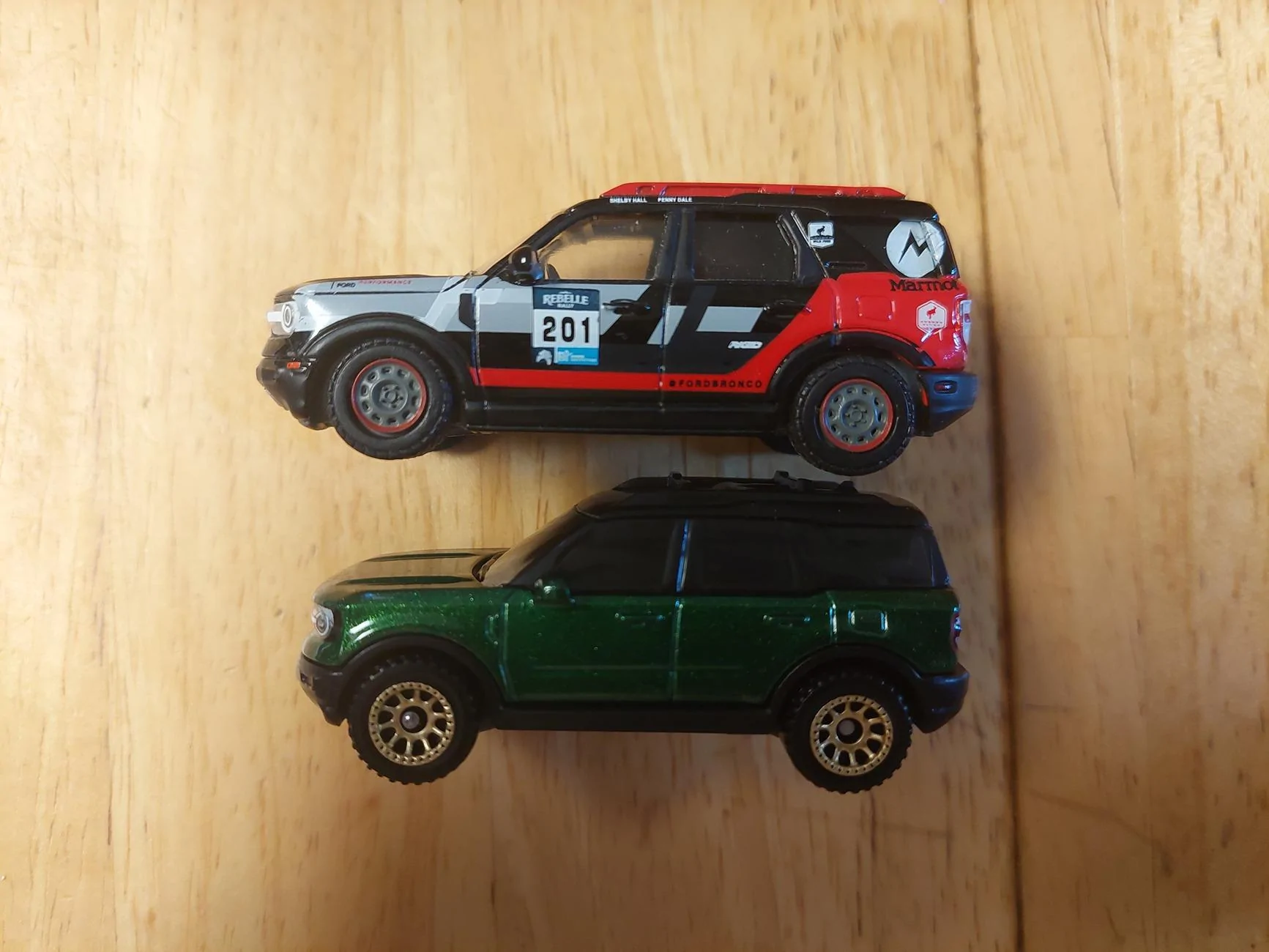 Ford Bronco Sport Eruption Green Ford Bronco Sport from Matchbox (Coming Soon!) MB BS Comparison 3