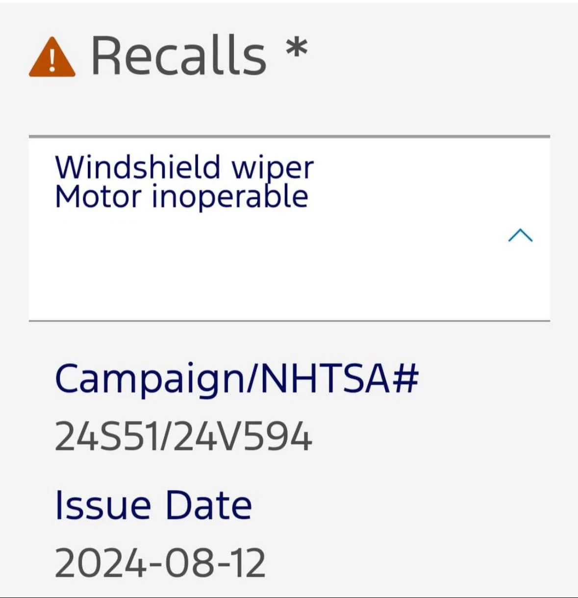 Ford Bronco Sport 2023 Windshield Wiper Motor inoperable NHTSA 24S51 / 24V594 IMG_7065