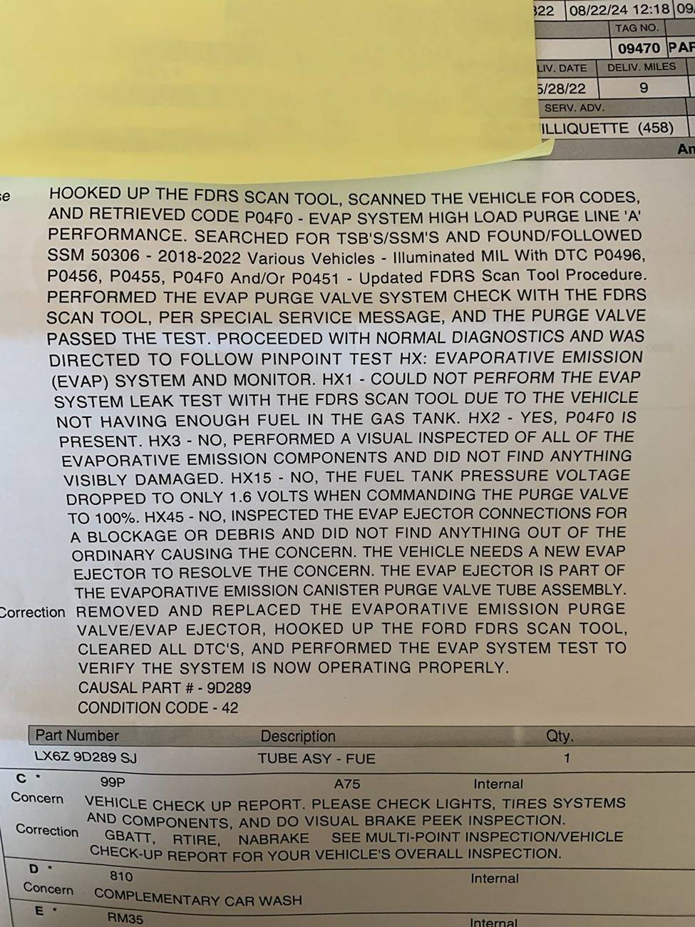 Ford Bronco Sport P04F0 CEL Evap System High Pressure Purge Performance 2021 BS thumbnail_IMG_3956