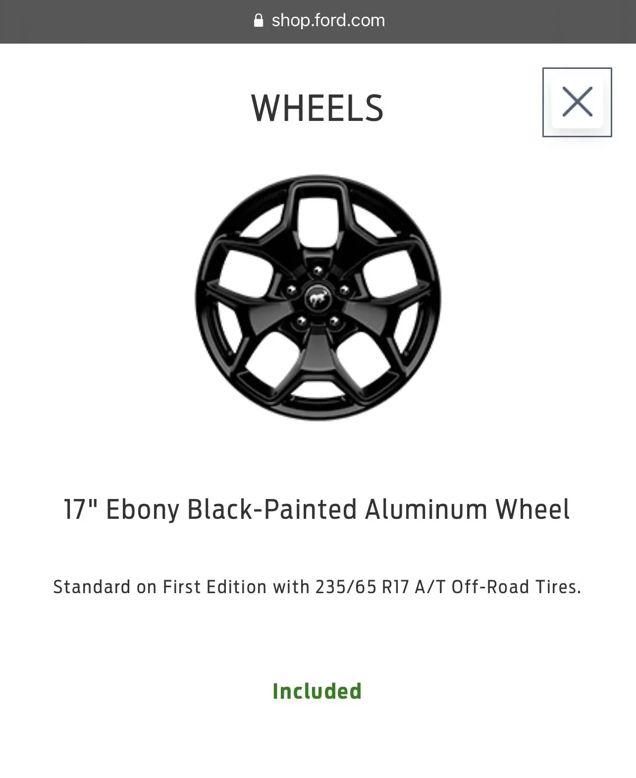 Ford Bronco Sport First edition 17” inch black ebony wheels 49C6D871-7798-45C5-BB33-AD54C3E2CEED