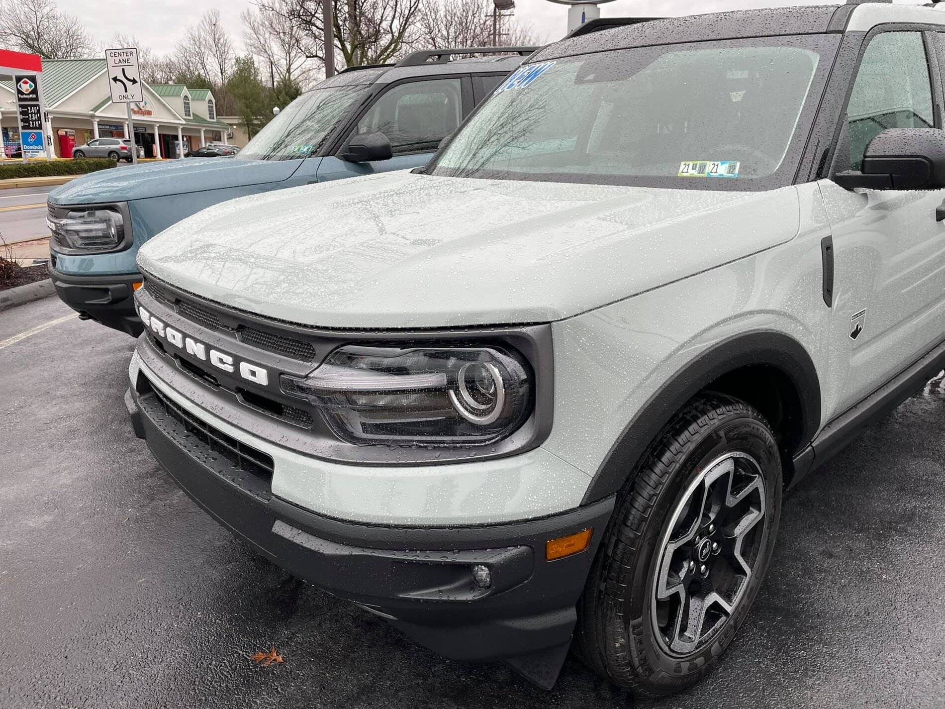 Ford Bronco Sport Area 51 vs Cactus Gray Bronco Sport side-by-side comparison Area 51 vs Cactus Gray Bronco Sport rainy day 3