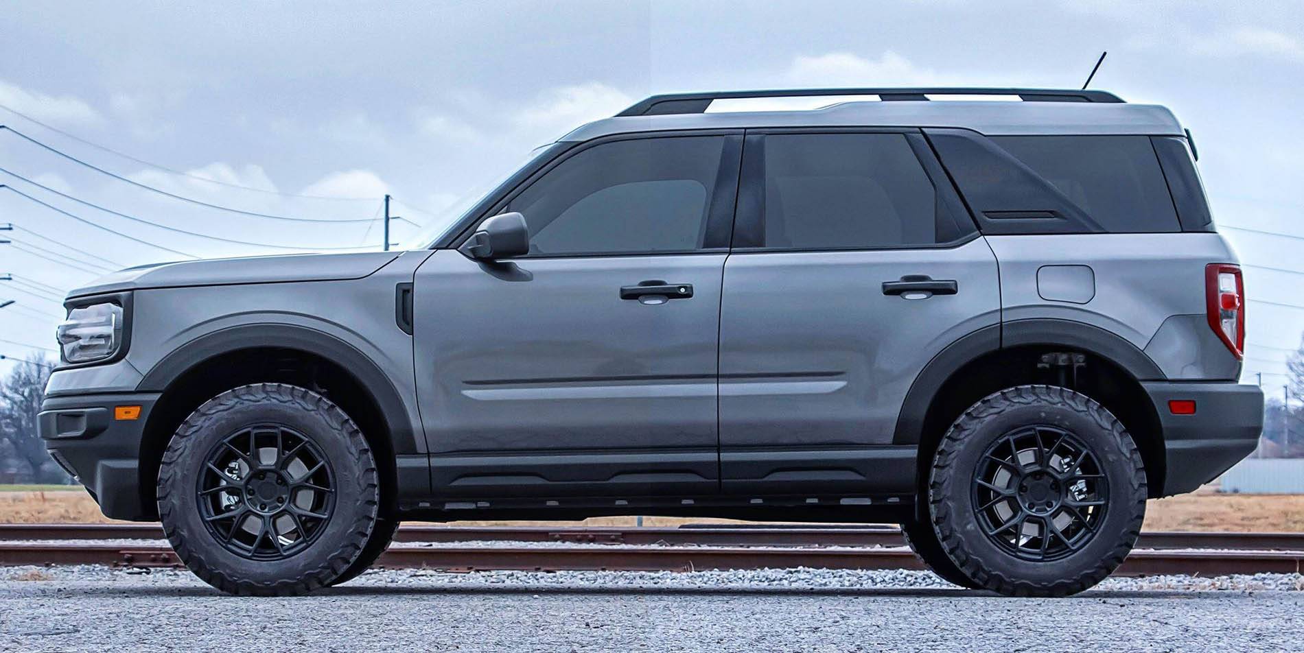 Ford Bronco Sport Rough Country 1.5" Lift Kit installed Bronco Sport 1.5%22 Rough Country Lift 17%22 wheels