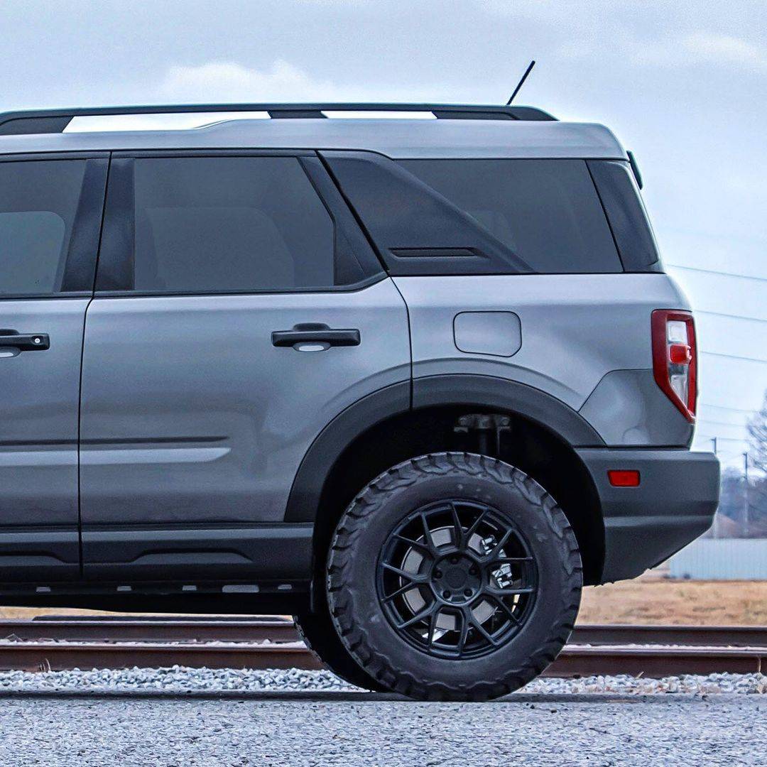 Ford Bronco Sport Rough Country 1.5" Lift Kit installed Bronco Sport 1.5%22 Rough Country Lift 17%22 wheels 3