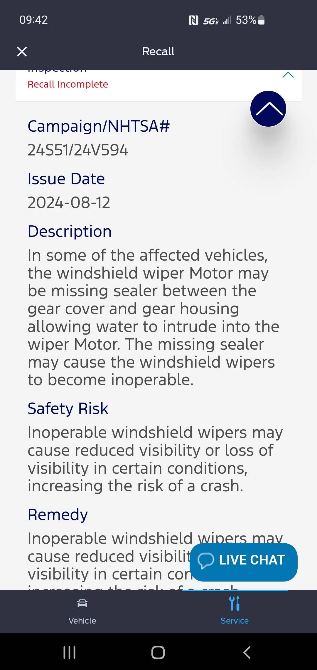 Ford Bronco Sport Windshield Wiper Motor Seal Recall Screenshot_20241125-094213_FordPass