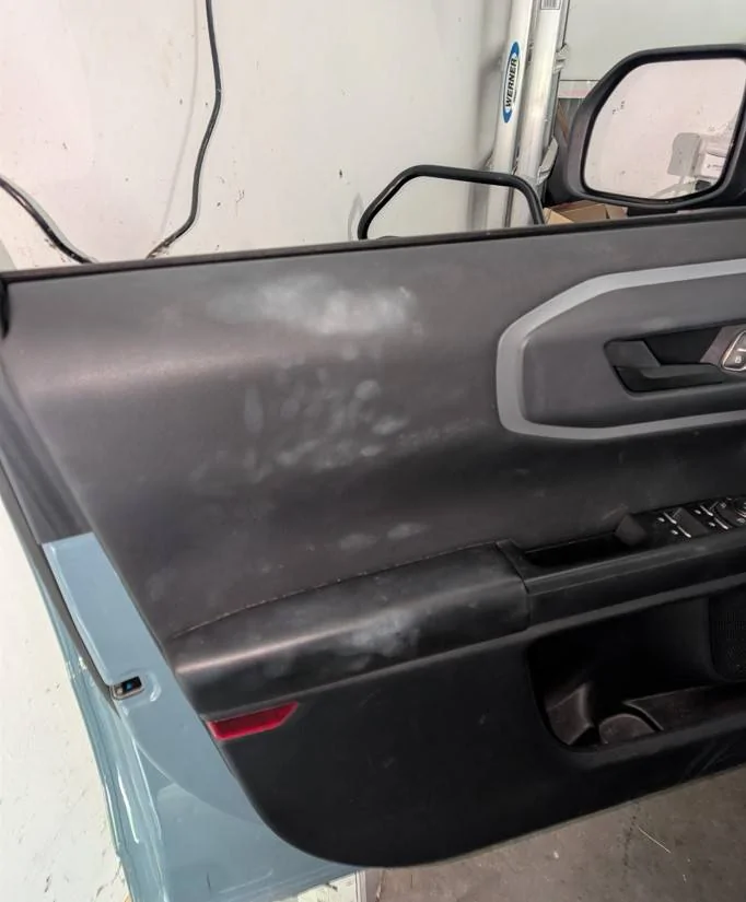 Ford Bronco Sport Help! White stains on driver door panel that keep coming back Befor