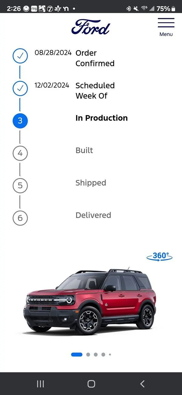 Ford Bronco Sport Anyone order a 2025 Bronco Sport and received their build Date? Screenshot_20241127_142658_Chrom