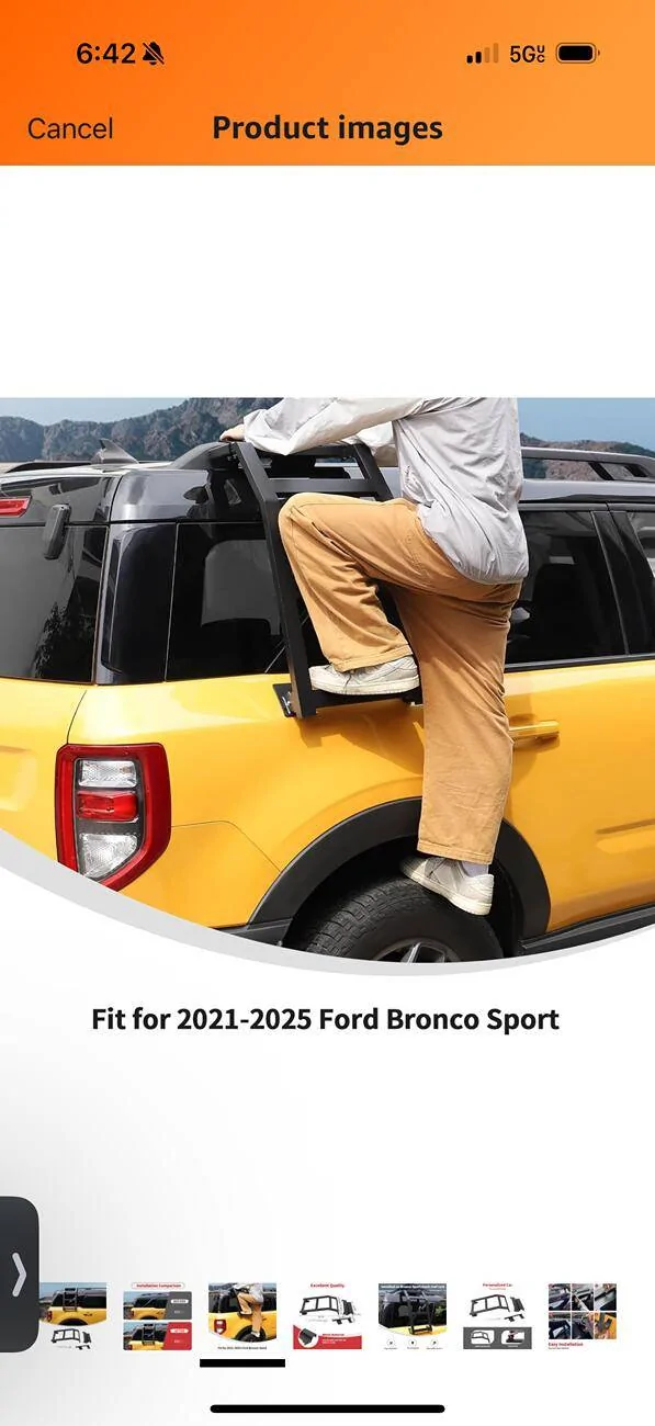 Ford Bronco Sport Roof ladder cringe IMG_5655