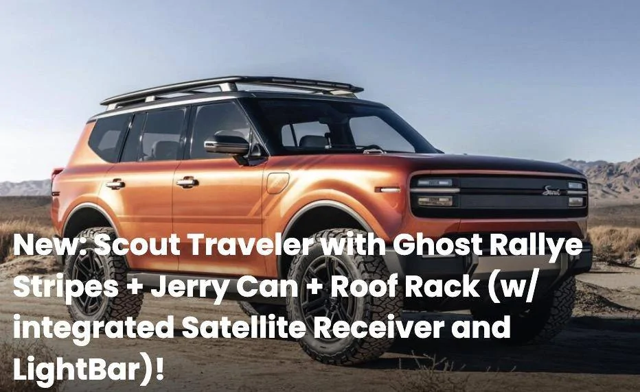 Ford Bronco Sport Official: Scout EV Pickup & SUV debut w/ Gas Range Extender, 4x4, BOF, Lockers, Sway Bar Disconnect -- All Specs, Wallpapers, Video r-suv-ghost-rallye-stripes-jerry-can-roof-rack-jpg