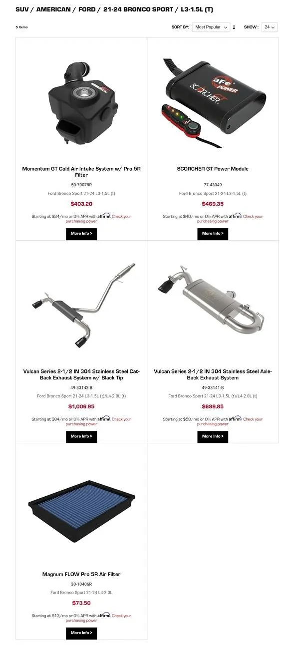 Ford Bronco Sport Afe power 1000043486