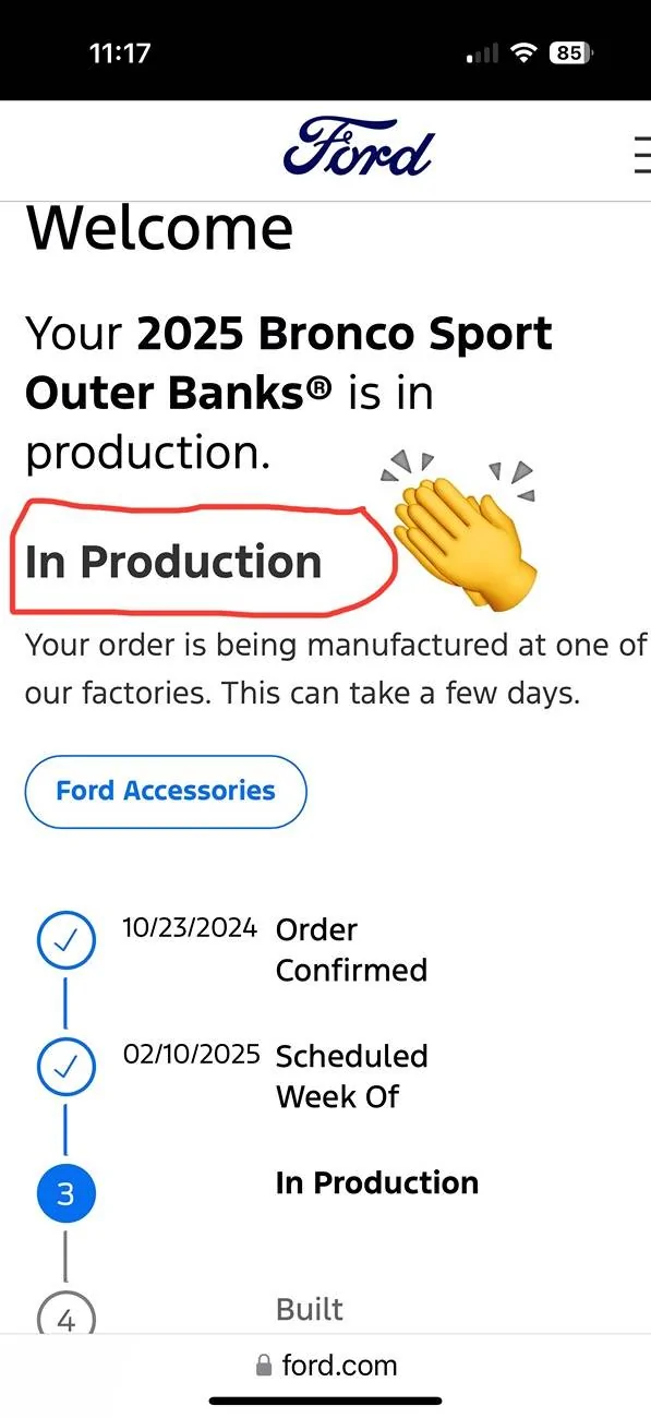 Ford Bronco Sport Anyone order a 2025 Bronco Sport and received their build Date? IMG_2367