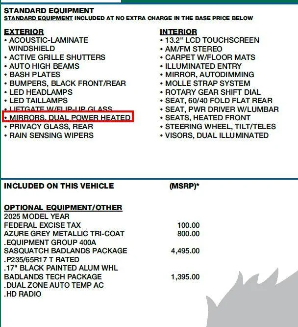 Ford Bronco Sport 2025 Bronco Sport Badlands Power Folding Mirrors? 1740187569152-fi