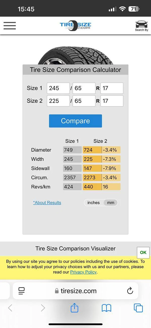 Ford Bronco Sport If I move from 225/65/17 to 235/65/17, will there be an adjustment on the speedometer? IMG_1118