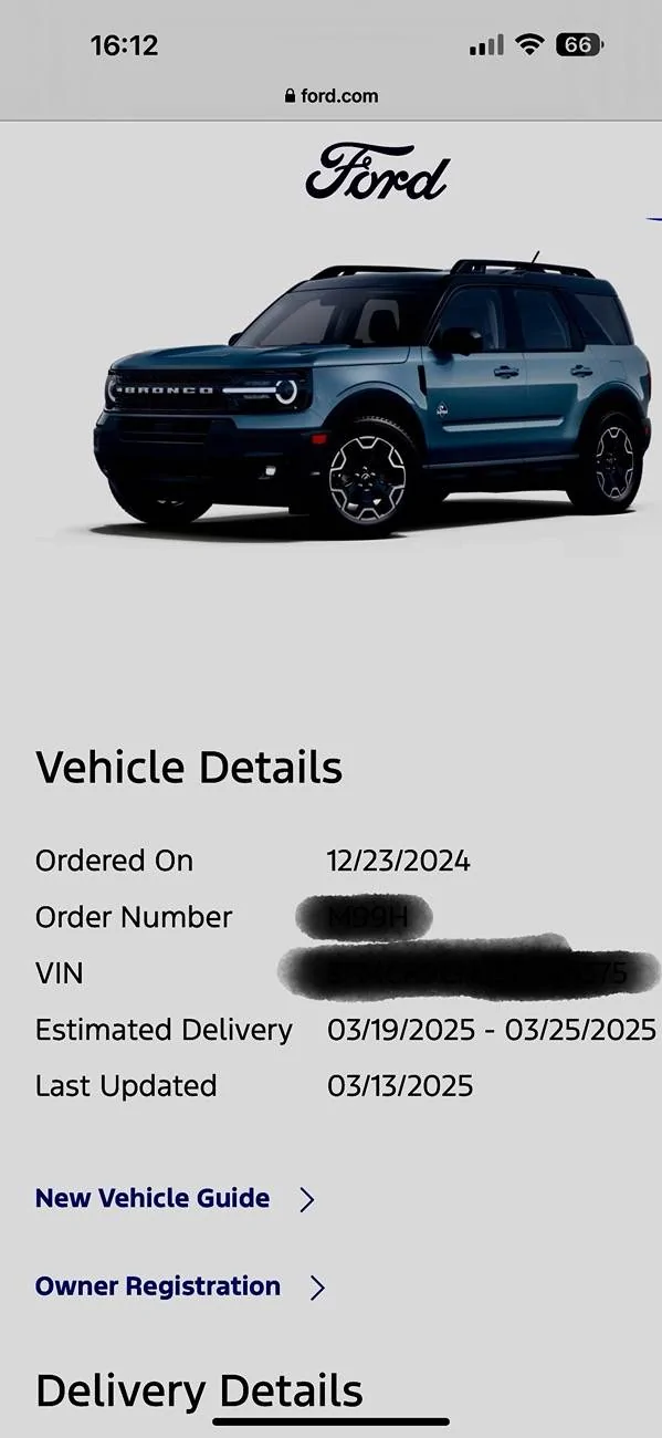 Ford Bronco Sport Anyone order a 2025 Bronco Sport and received their build Date? IMG_2537