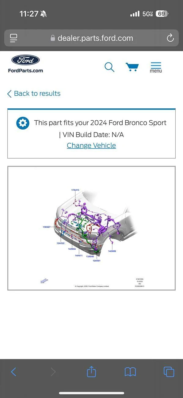 Ford Bronco Sport Ford Backordered Wiring Harness Part #RX6Z14290K IMG_4350