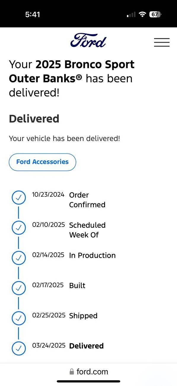 Ford Bronco Sport Anyone order a 2025 Bronco Sport and received their build Date? IMG_2841