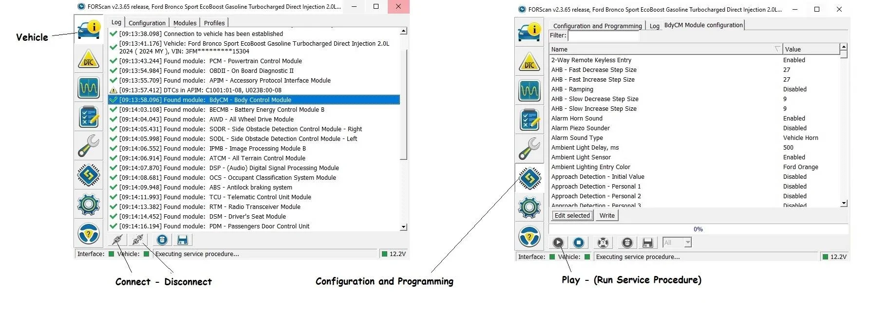 Ford Bronco Sport Double Horn Honk Elimination FORScan notes