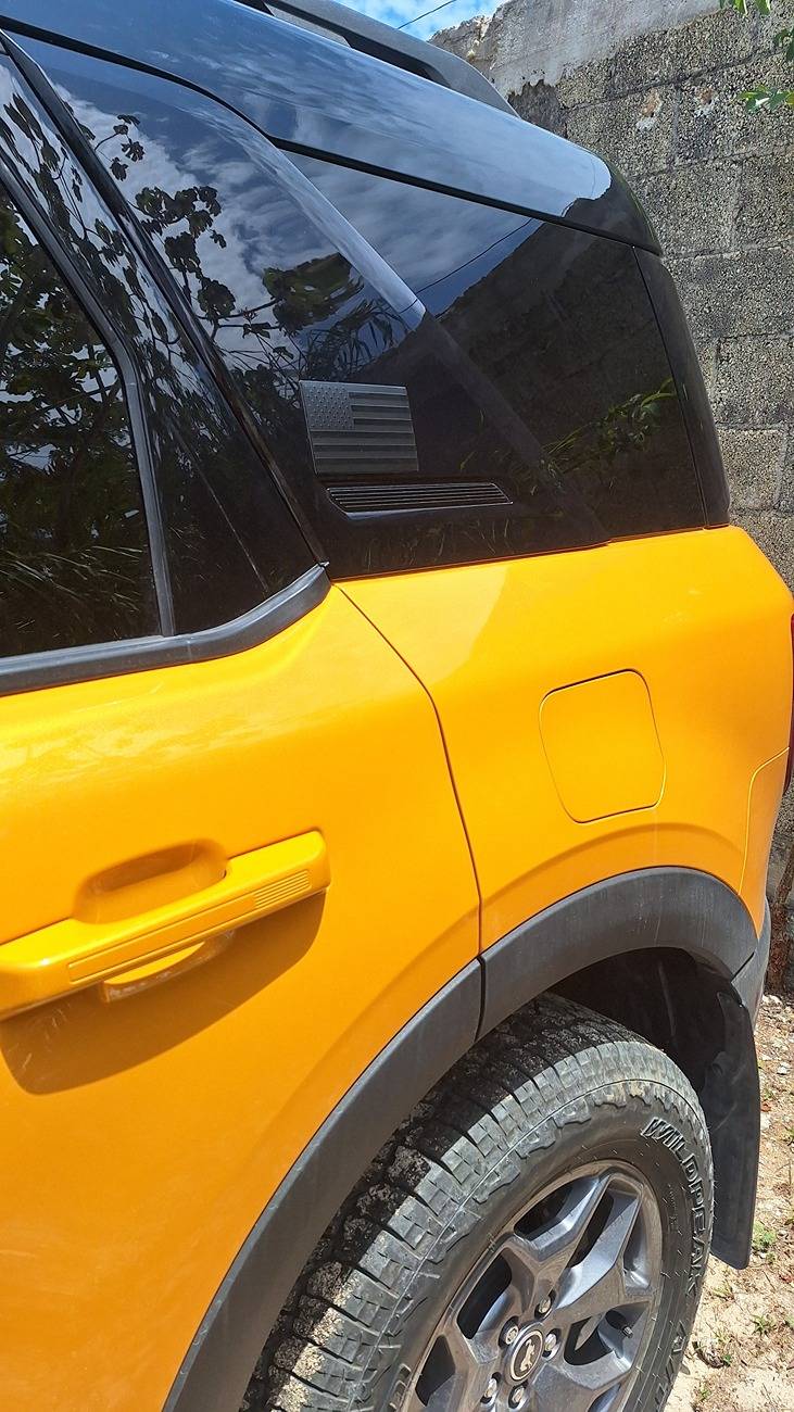 Ford Bronco Sport 'Cause 'Merica flag decal on door side molding 20250512_134320