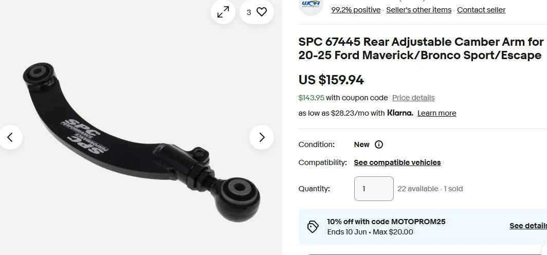 Ford Bronco Sport Alignment issues after 1.5" Rough Country Suspension lift kit Screenshot_23-5-2025_102944_www.ebay.com