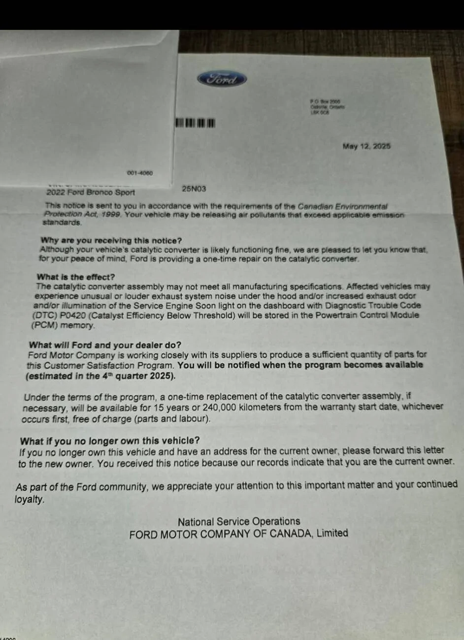 Ford Bronco Sport Cracked/Leaking Catalytic Converter, Out of Warranty, New Recall? Screenshot_20250522-230222