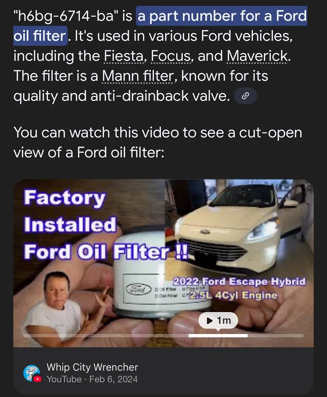 Ford Bronco Sport 2025 Bronco Sport Outer Banks 1.5L: Correct Oil Filter? IMG_6713