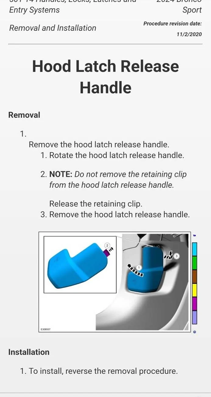 Ford Bronco Sport How to remove the hood latch release handle IMG_7264