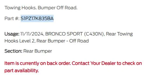 Ford Bronco Sport 2025 Sasquatch Rear Recovery Tow Hooks / Shackles - part number? Screenshot 2025-08-07 13.43.50