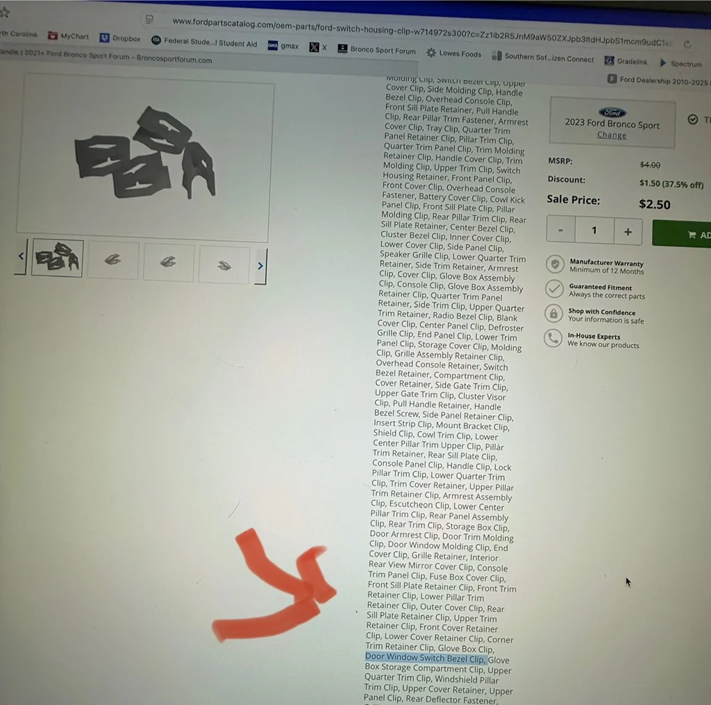 Ford Bronco Sport Squeaky Door Handle IMG_2378