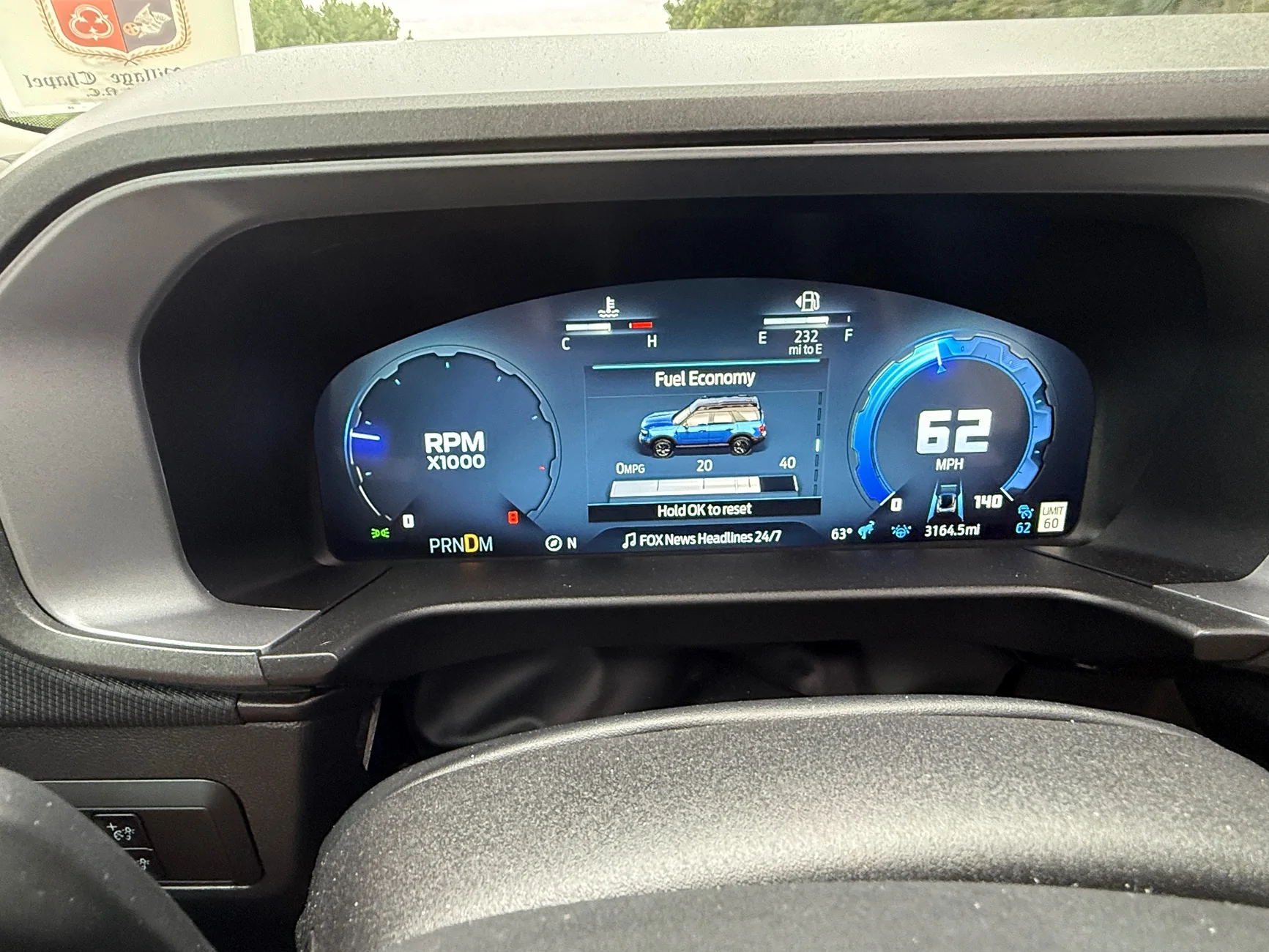 Ford Bronco Sport 2025 BS BL SQ digital display missing its numbers on tachometer and m.p.h. IMG_2505