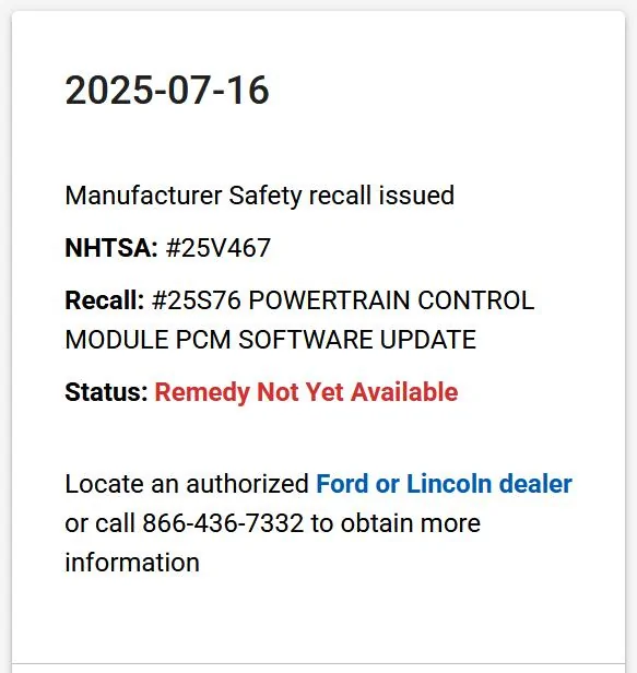 Ford Bronco Sport [RECALL] 25V46 (NHTSA) / 25S76 (Ford) - Fuel Injectors MY21-24 1.5L I3 Engine 1757205874229-f