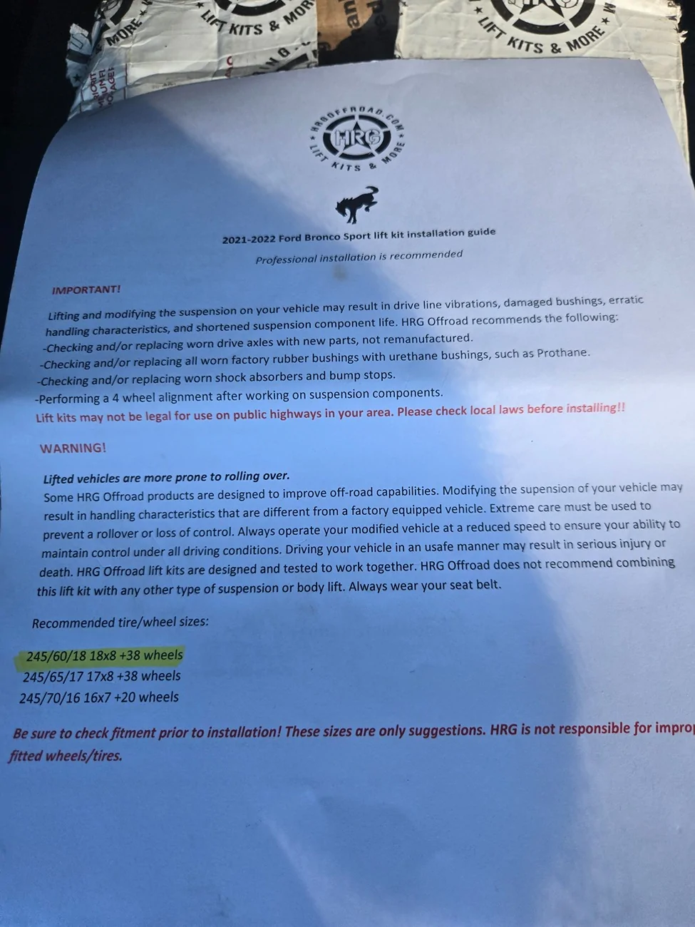 Ford Bronco Sport HRG 1 1/2 lift kit 20251008_100146