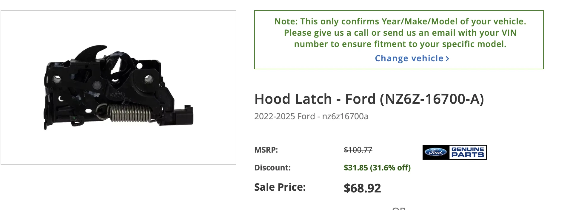 Ford Bronco Sport Hood latch assy bolts? Screenshot 2025-10-30 at 22.05.28