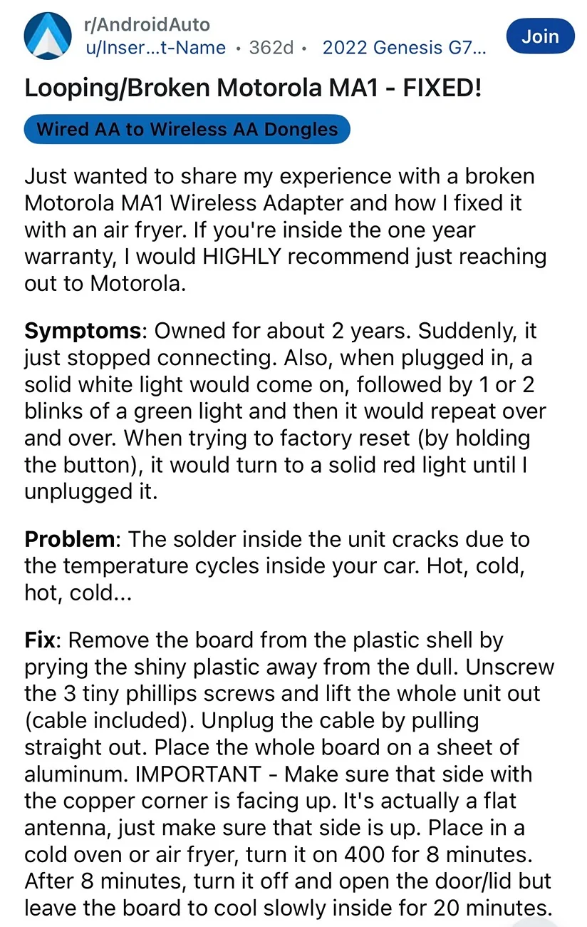 Ford Bronco Sport Motorola MA1 Wireless Car Adapter for Android Auto IMG_2319