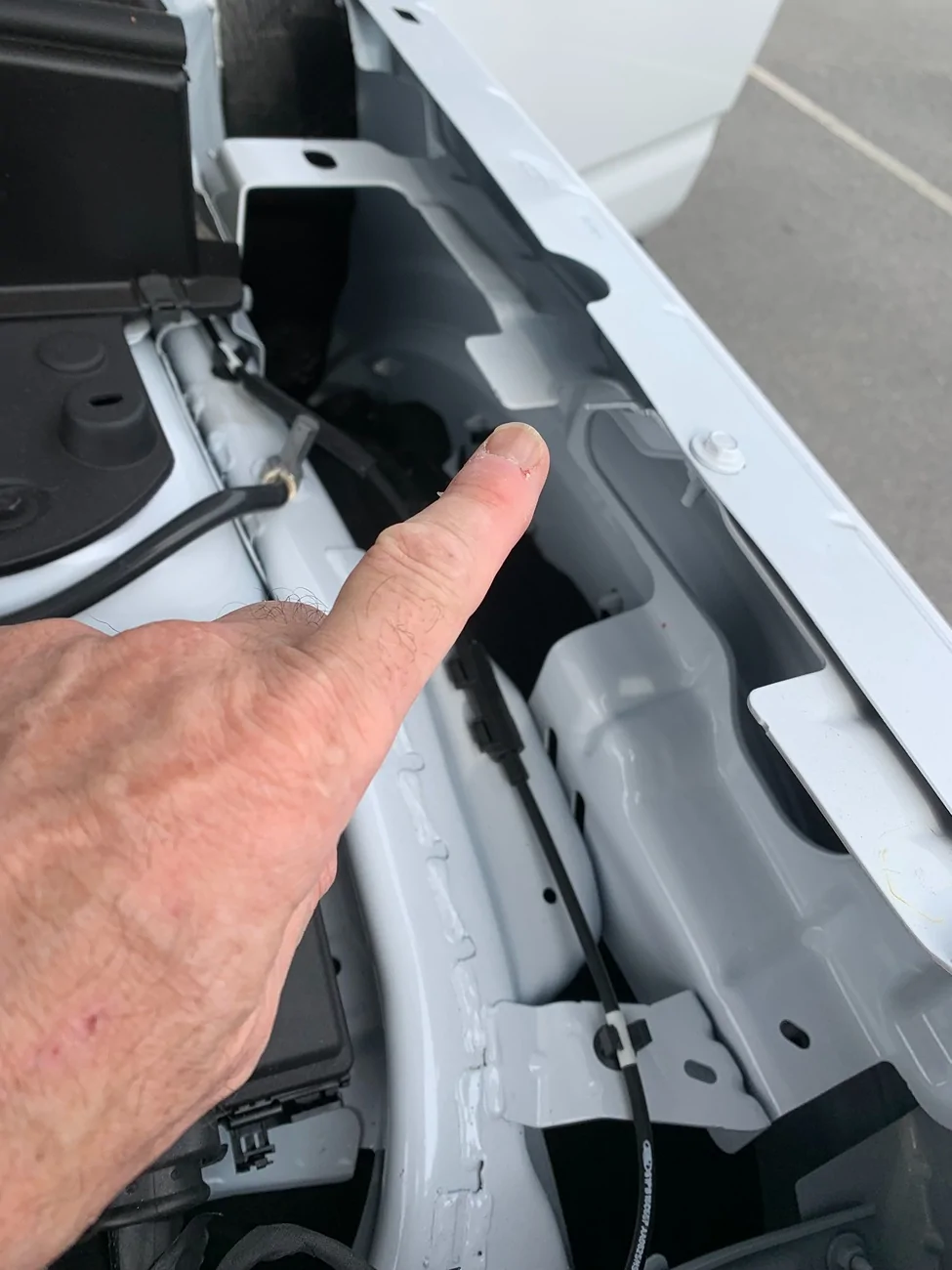 Ford Bronco Sport 2025 Bronco Sport Big Bend  Sharp metal in engine compartment .  Ford Motor Company contacted. IMG_3817