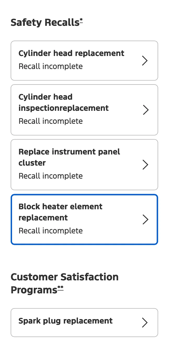 Ford Bronco Sport '25 Bronco Sport BB Recalls Screenshot 2025-11-13 at 4.12.13 PM