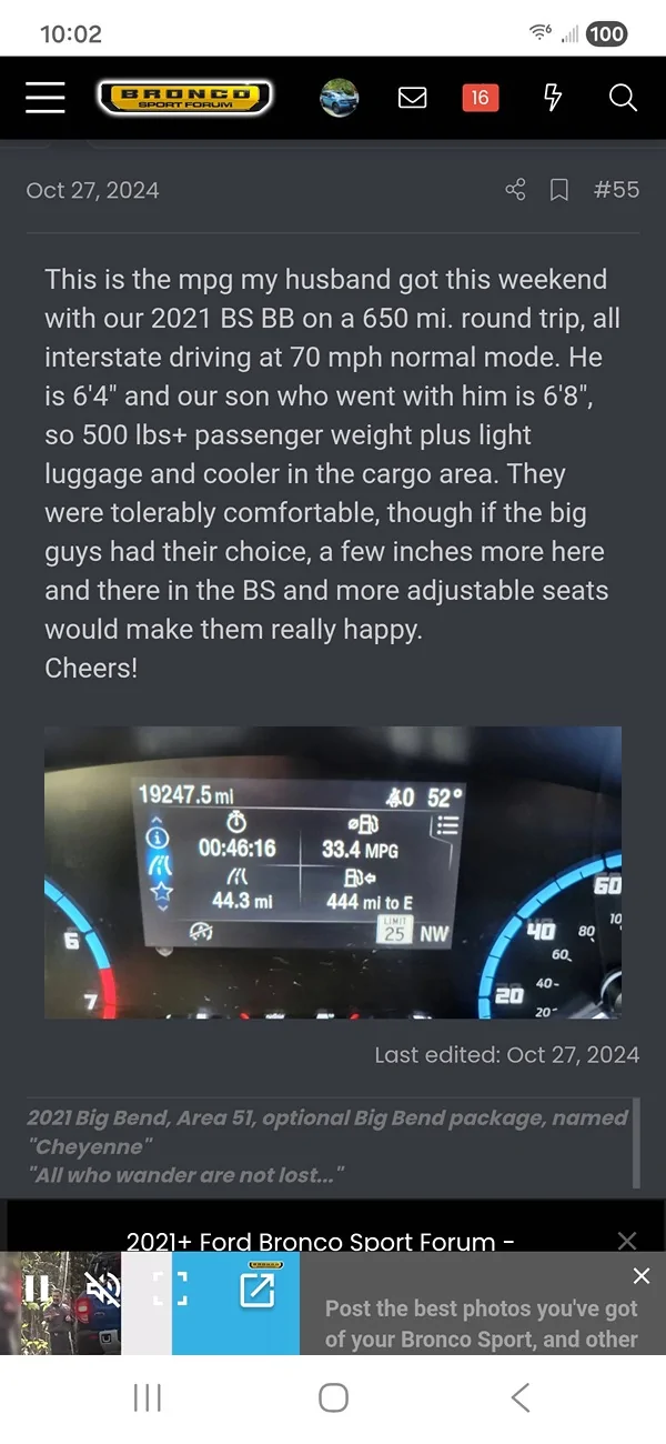 Ford Bronco Sport Your real world MPG? 9176