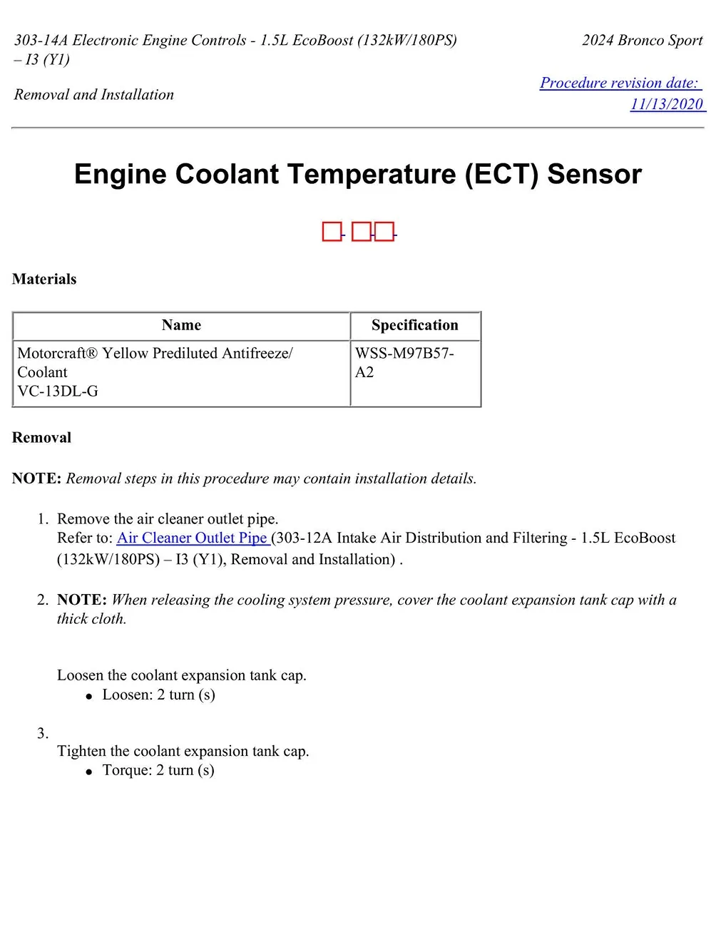 Ford Bronco Sport Coolant temperature sensor location 2024 1.5 2024 1-5L nEngine Coolant Temperature Sensor - ECT (1)