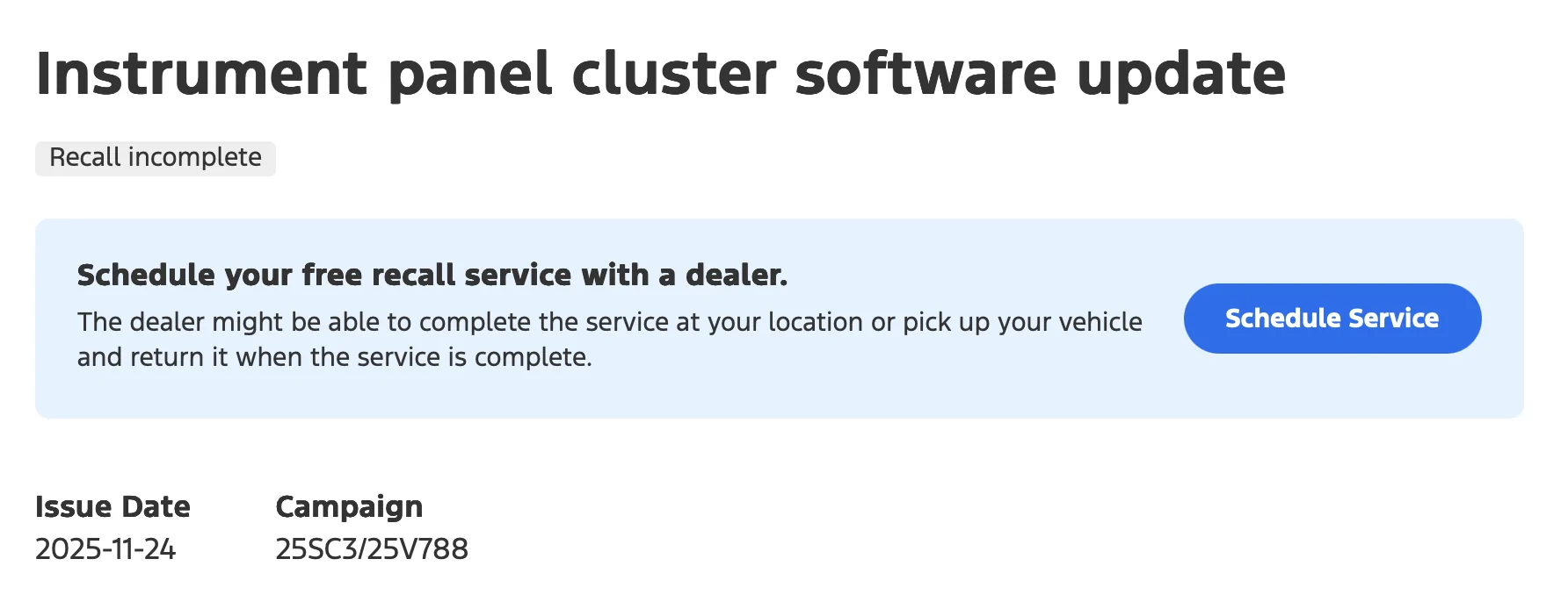 Ford Bronco Sport Recall: Instrument Cluster Panel Display Failure (NHTSA Recall 25V788) -- 2025-2026 Bronco Sport Screenshot 2025-12-06 at 8.23.50 AM