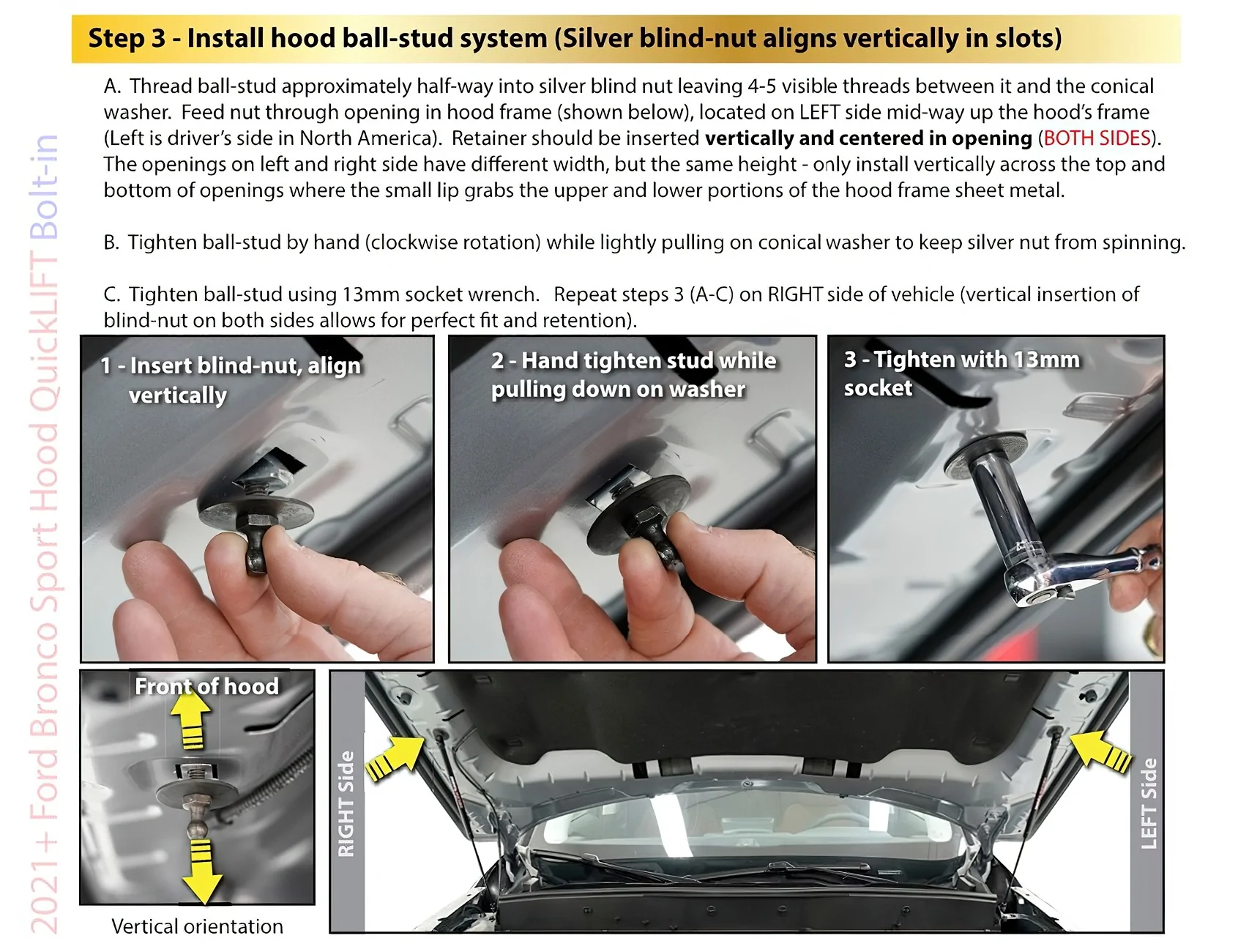 Ford Bronco Sport Redline Hood Struts redline-blind-nut-big